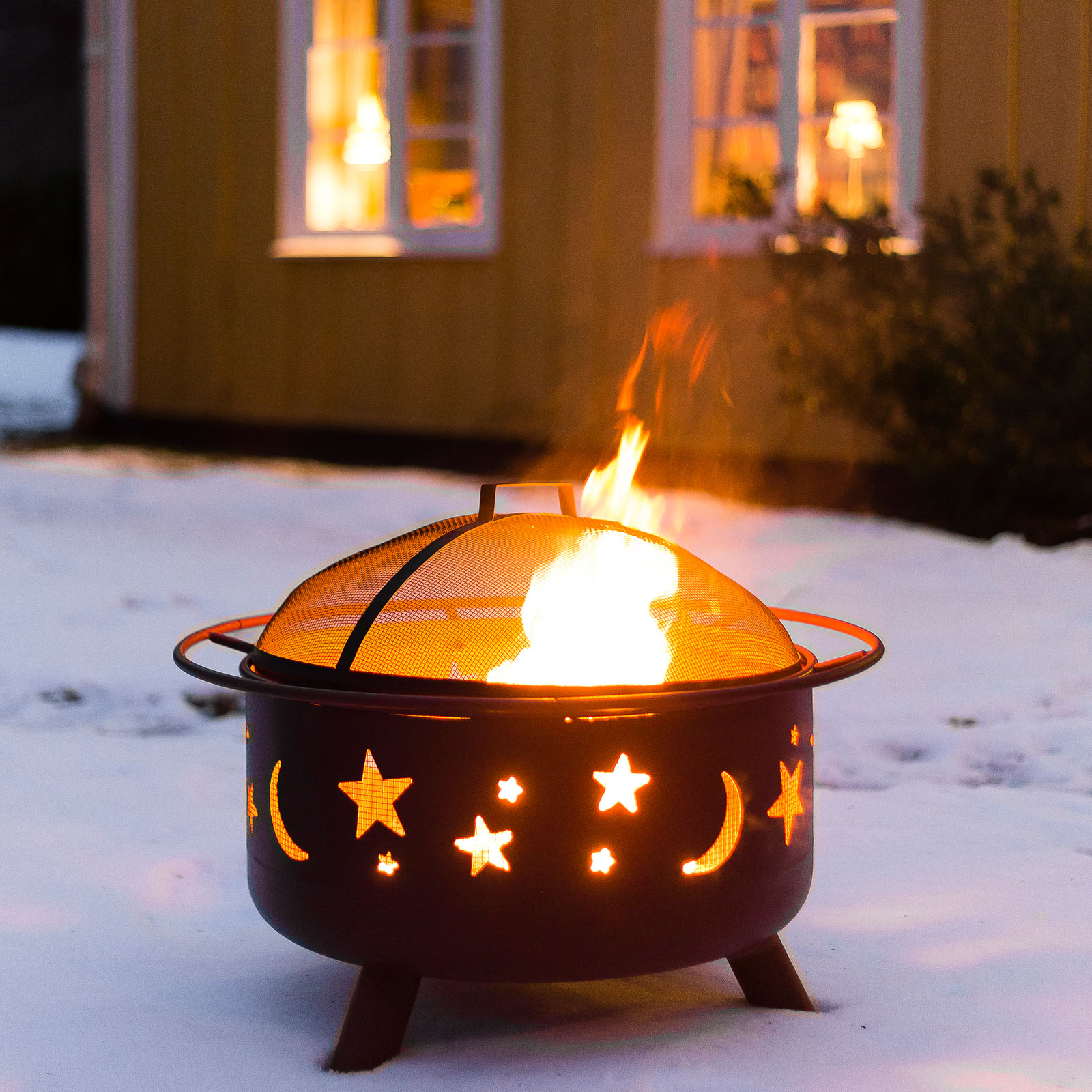 LANDMANN Feuerkorb - schwarz - Stahl - 75 cm
