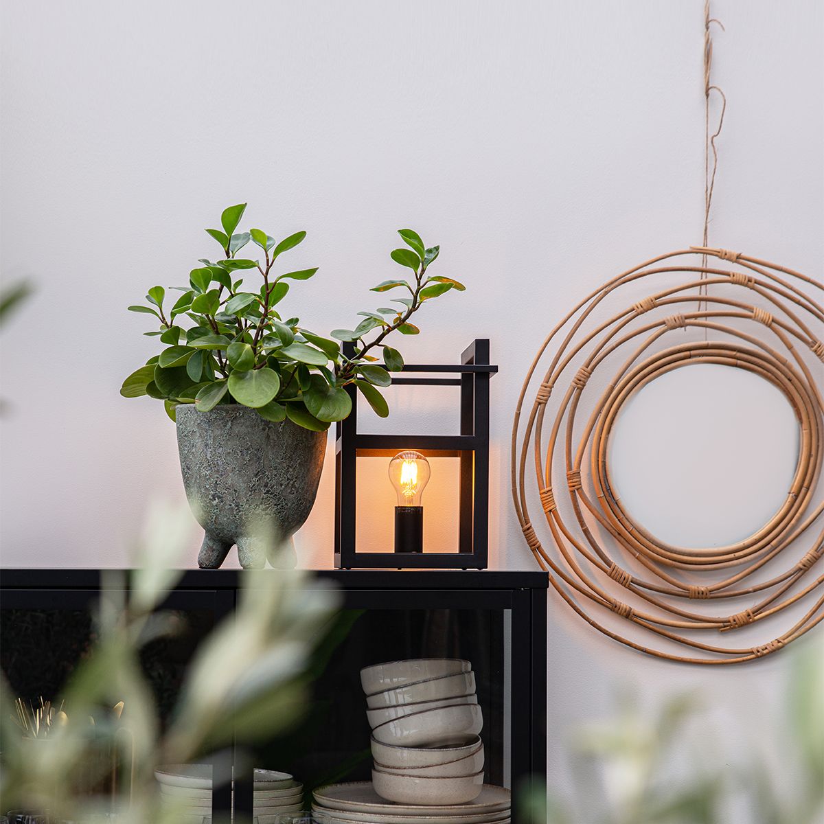 Industriële tafellamp zwart - Cage Rack