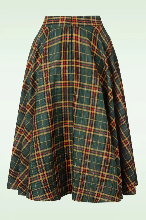Banned Retro Highland swing rok in groen