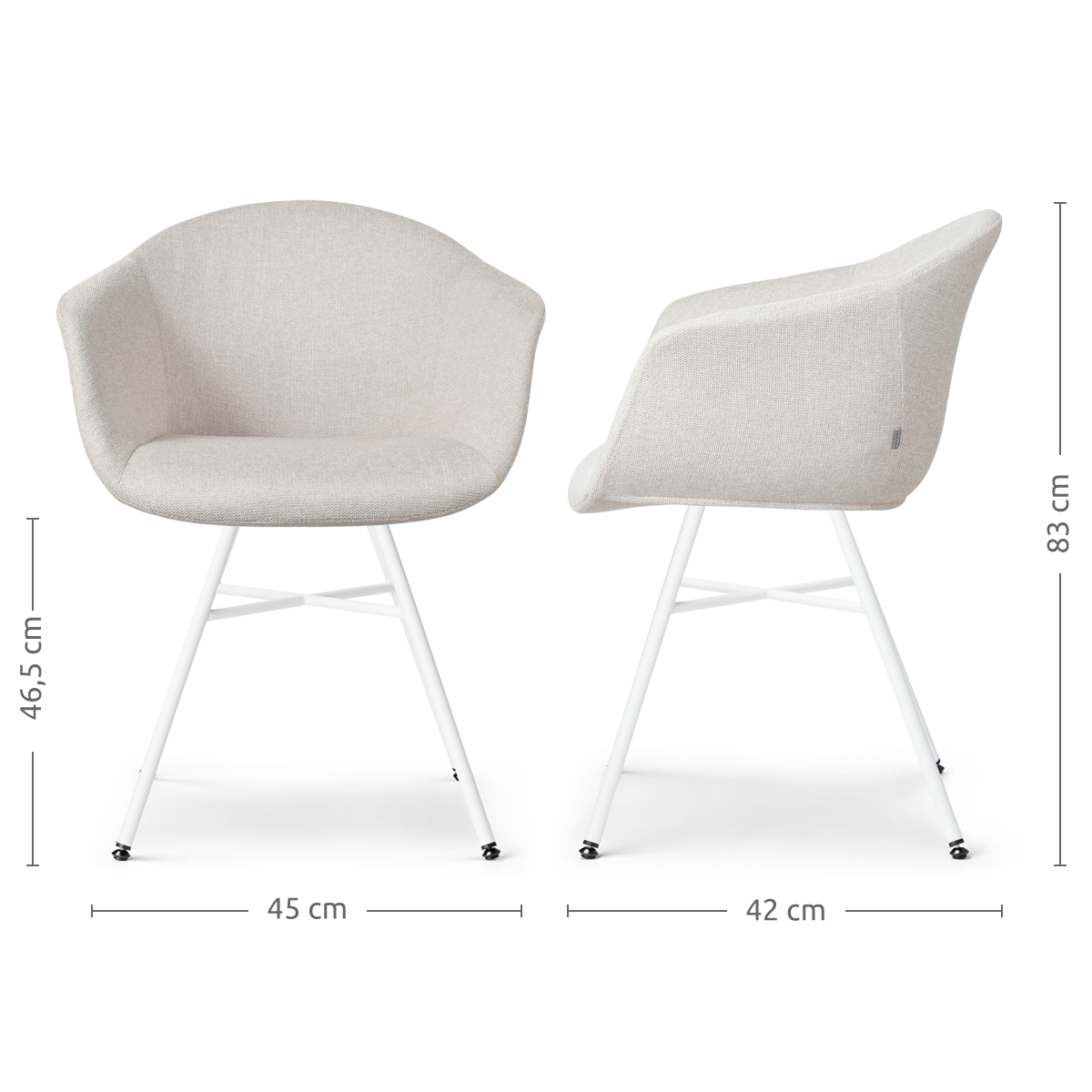 Eetkamerstoel Noa-Otis beige - wit onderstel - set van 2