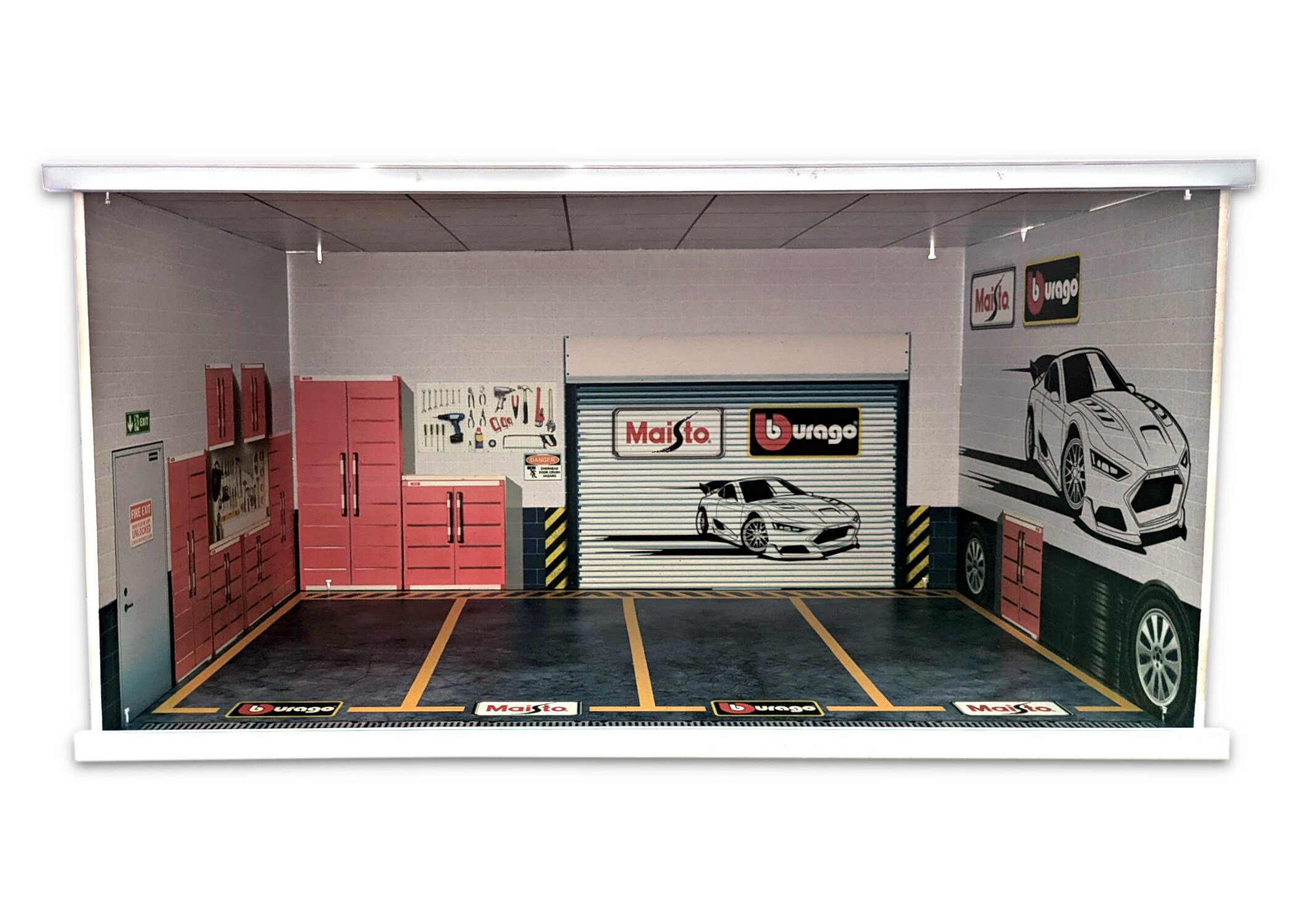 Bburago MA0089 - Light Box Display (60x40x30cm) Garage Modellautos Werkstatt Diorama