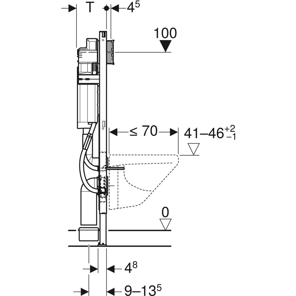 Geberit Duofix WC-element m. Sigma reservoir 12cm (UP320) 6cm instelbaar H112cm z. bedieningsplaat