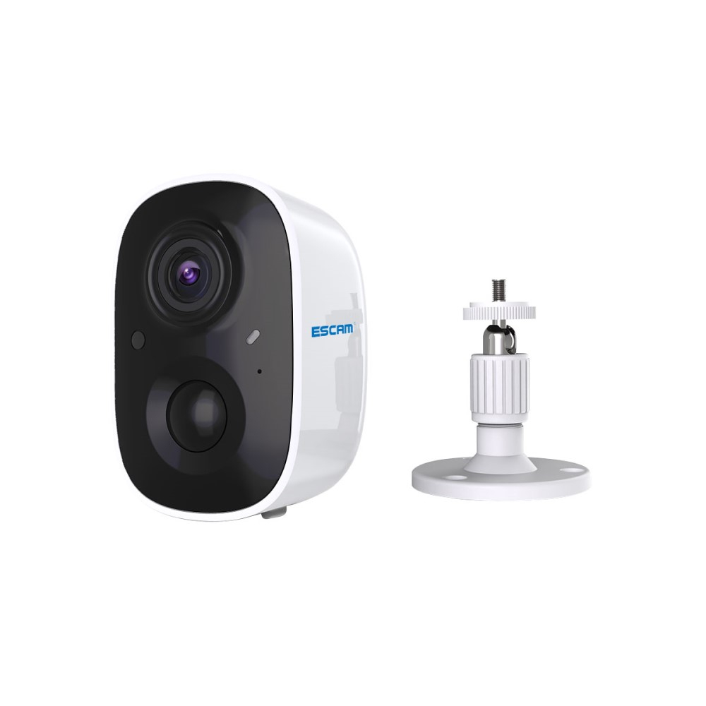 WiFi IP Kamera FullHD 1080p Infrarot LED's Nachtsichtfunktion   Akku (5200mA) / Micro SD / Wandhalterung für iOS/Android (IP65) - Weiss