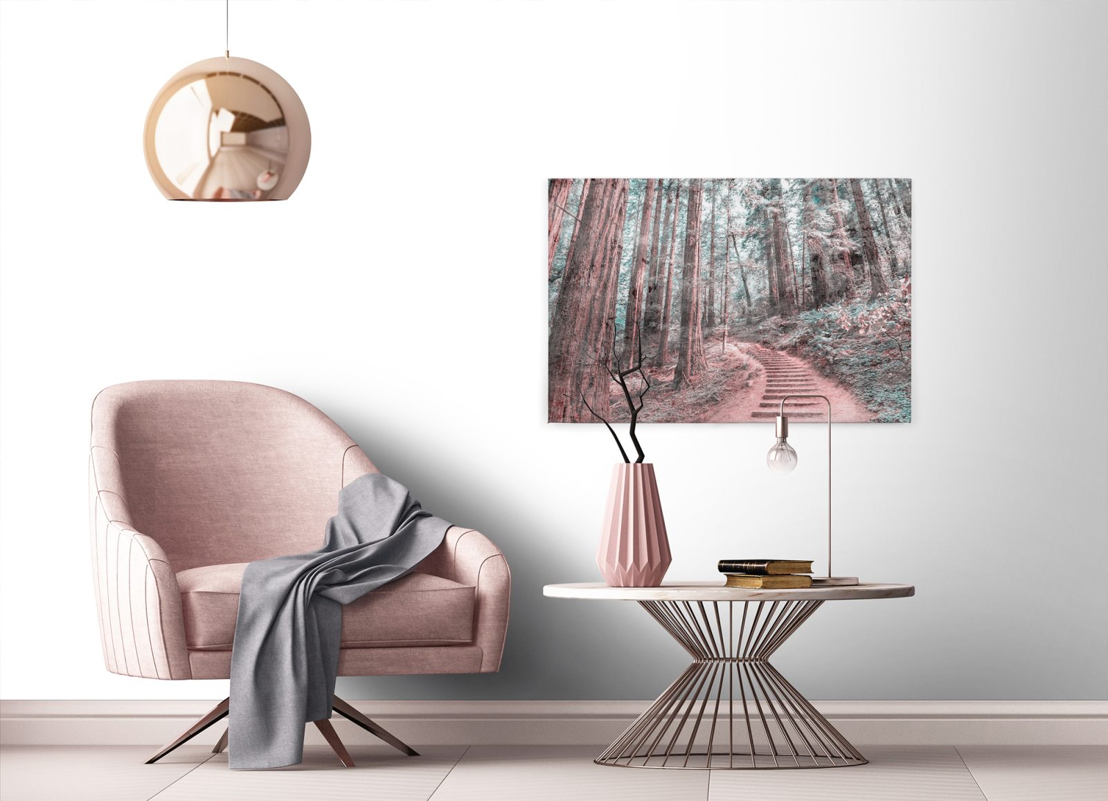 Leinwandbild WALDWEG - braun - 90x60 cm