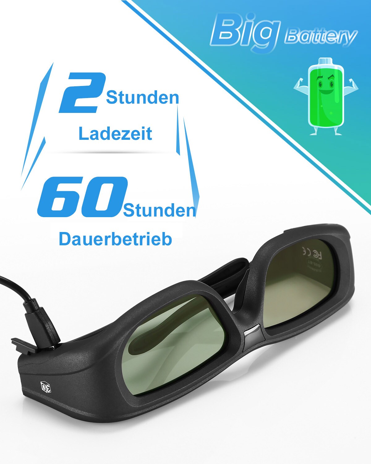 TPFNet 3D Brille Aktive Shutter für Bluetooth / RF 3D Geräte - 1 Stück