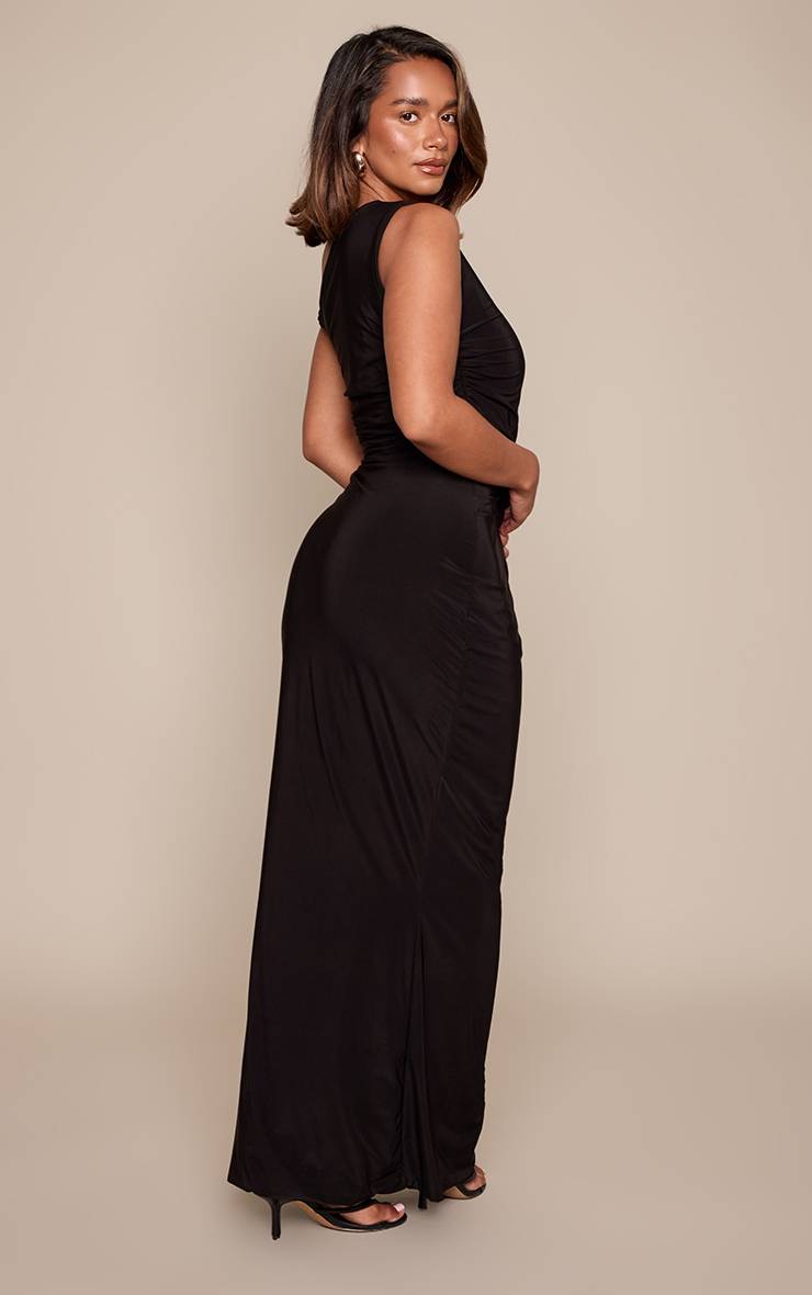 Noir Robe Maxi Moulante Shape À Détail Torsadé