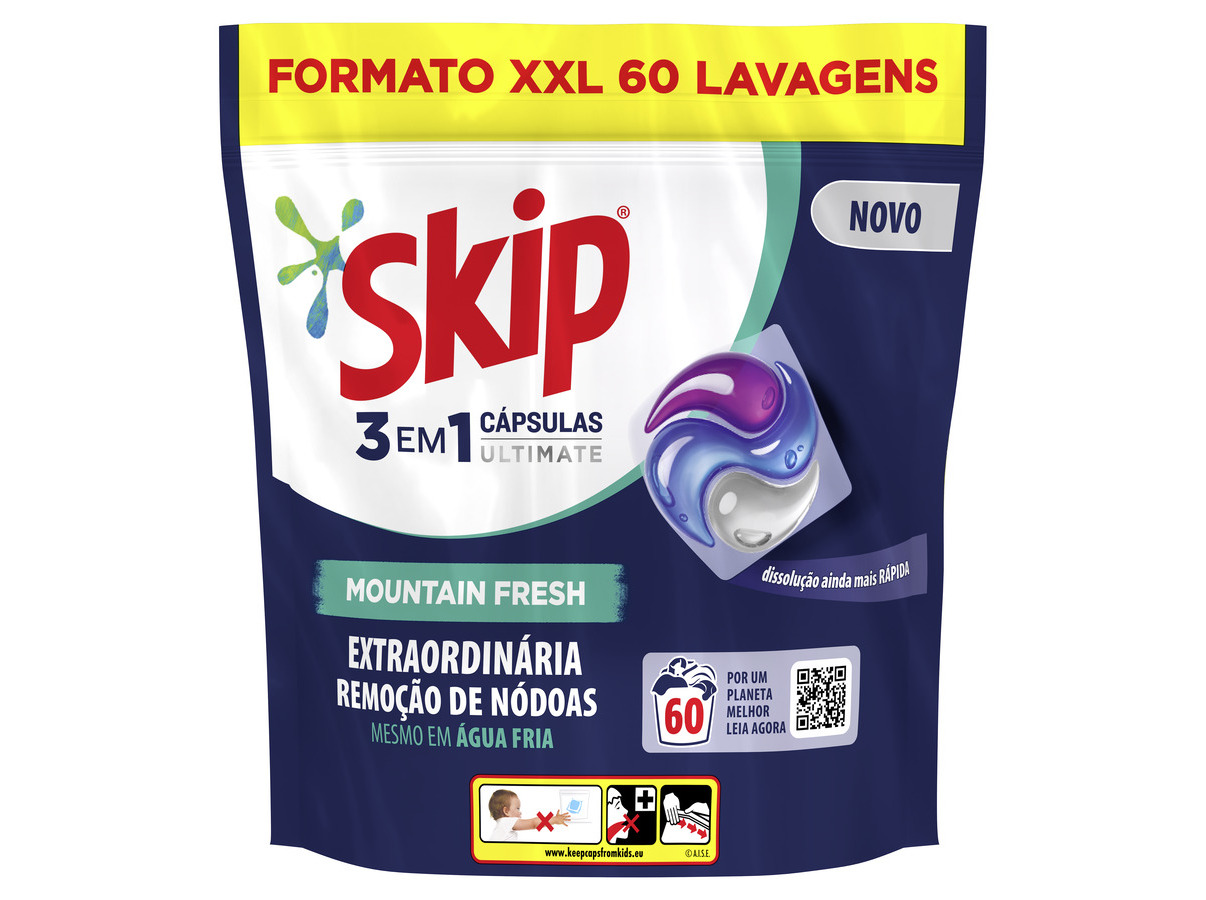 DETERGENTE ROUPA MÁQUINA CÁPSULAS SKIP ULTIMATE MOUNTAIN FRESH 60D