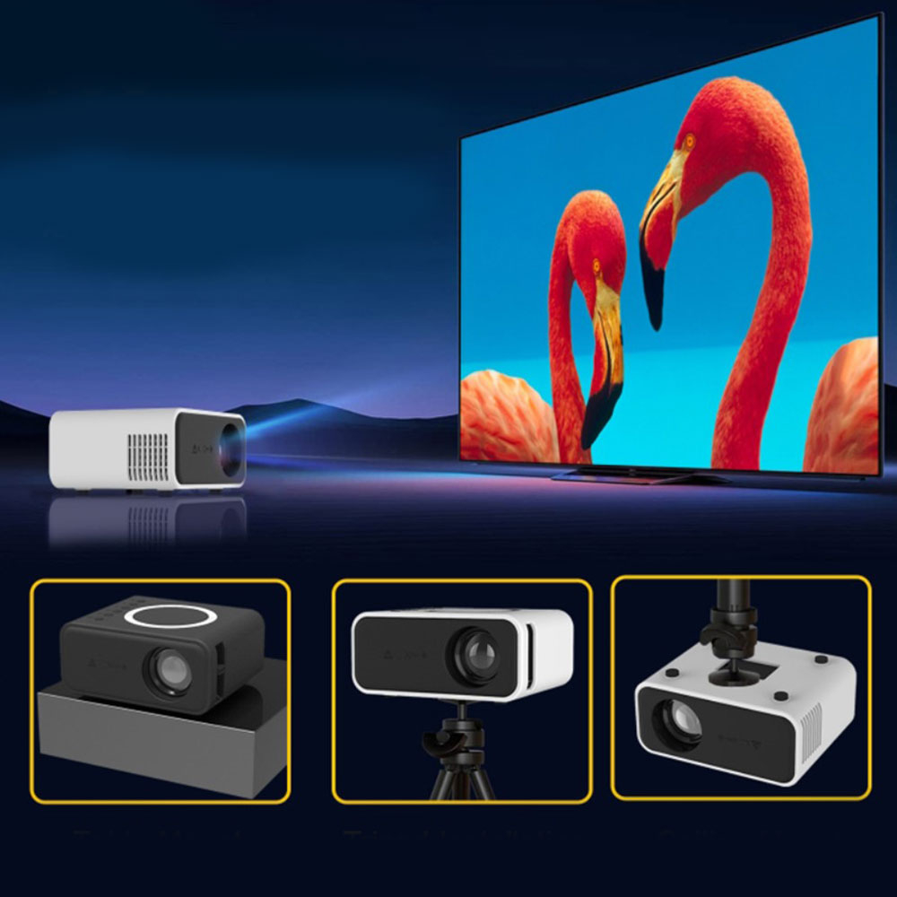 Mini Multimedia Projektor Beamer Heimkino 1080p Wlan / USB / AirPlay / Miracast - Weiss / Schwarz