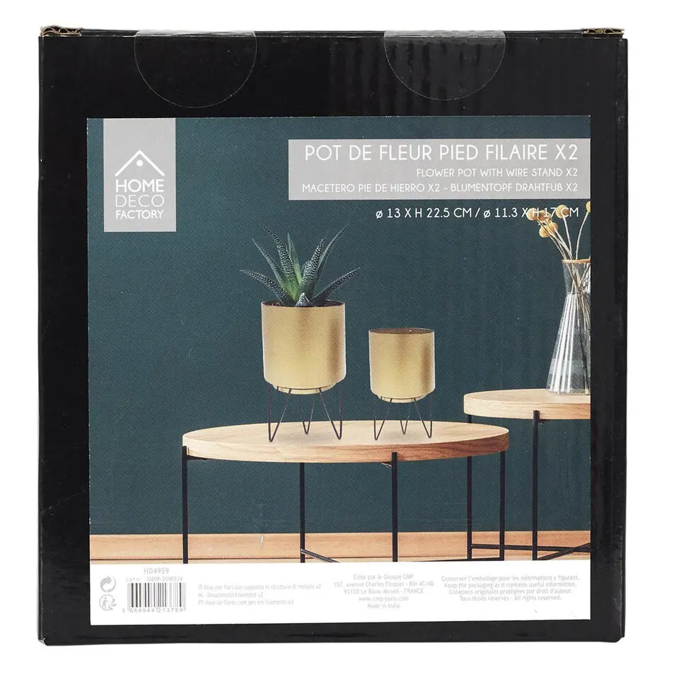 Home Deco Factory Plantenpotten - 2x stuks - goud - H22-H17