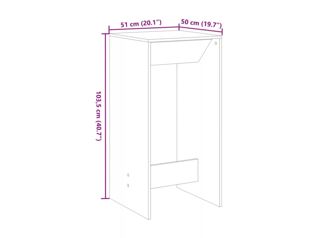Table de bar vieux bois 51x50x103,5 cm bois d'ingénierie