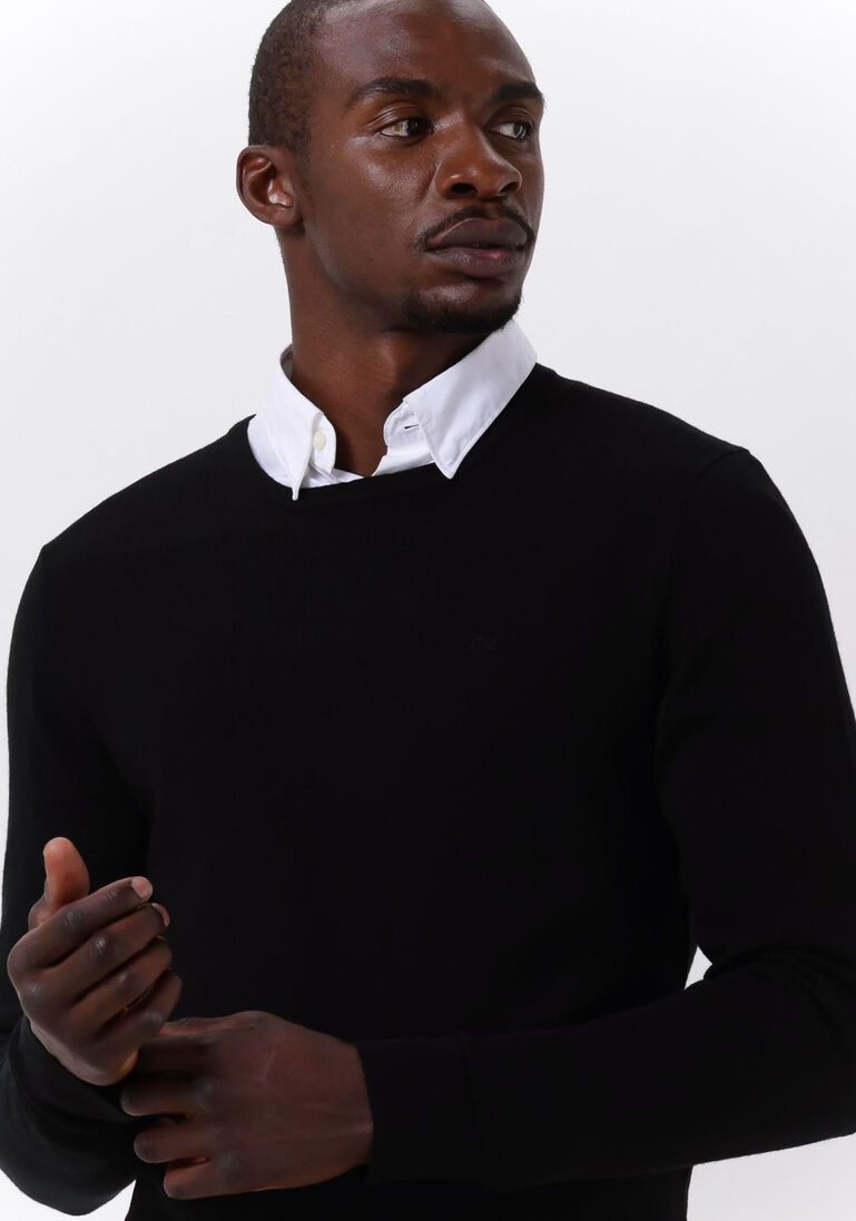 CALVIN KLEIN zwarte calvin klein sweater superior wool crew neck sweater