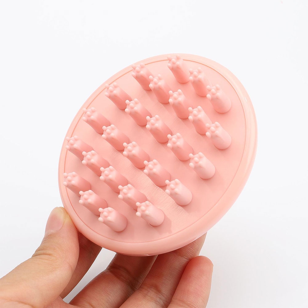 (Ø9cm) Massagebürste Noppen Dusch Schwamm Körperpflege   Wellness mit Griff - Rosa