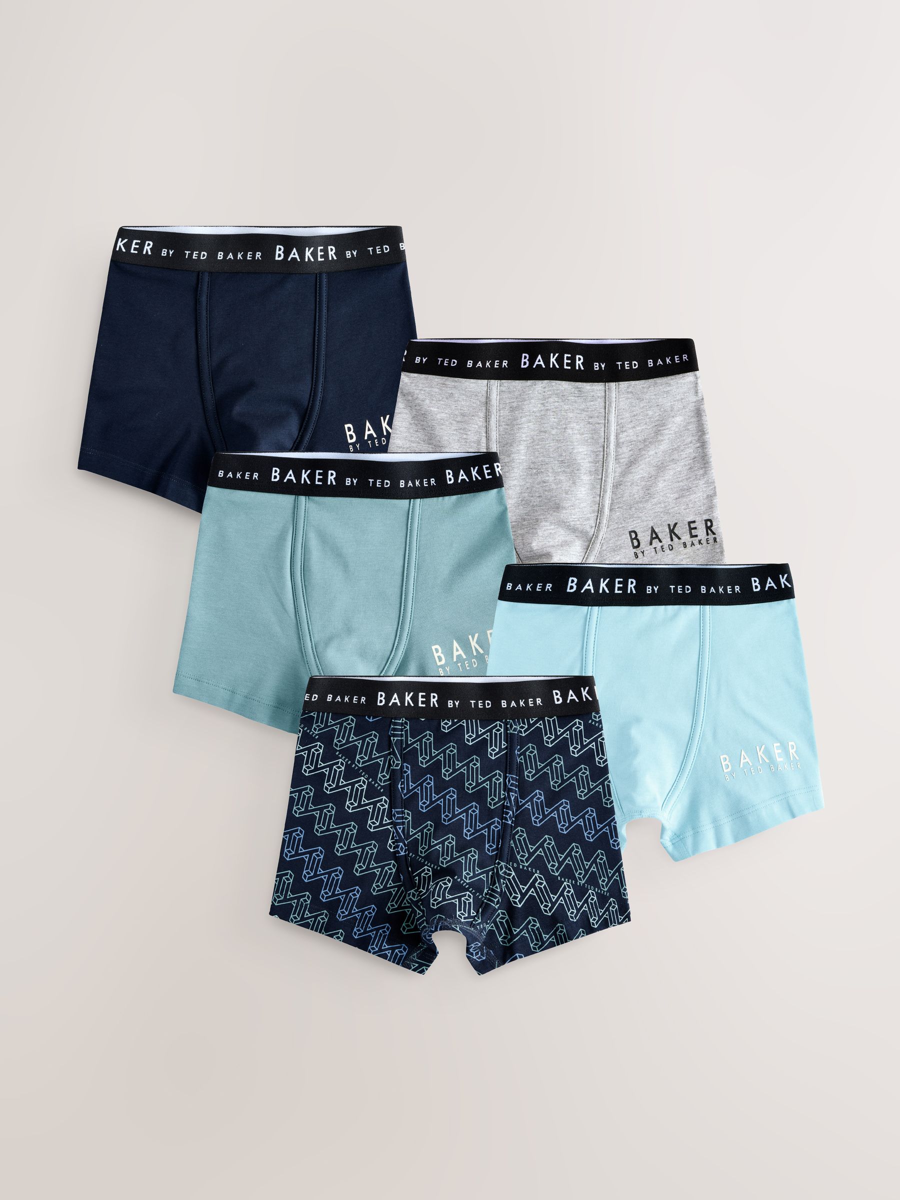 Blauw meerkleurig - Baker by Ted Baker jongens boxershorts verpakking van 5