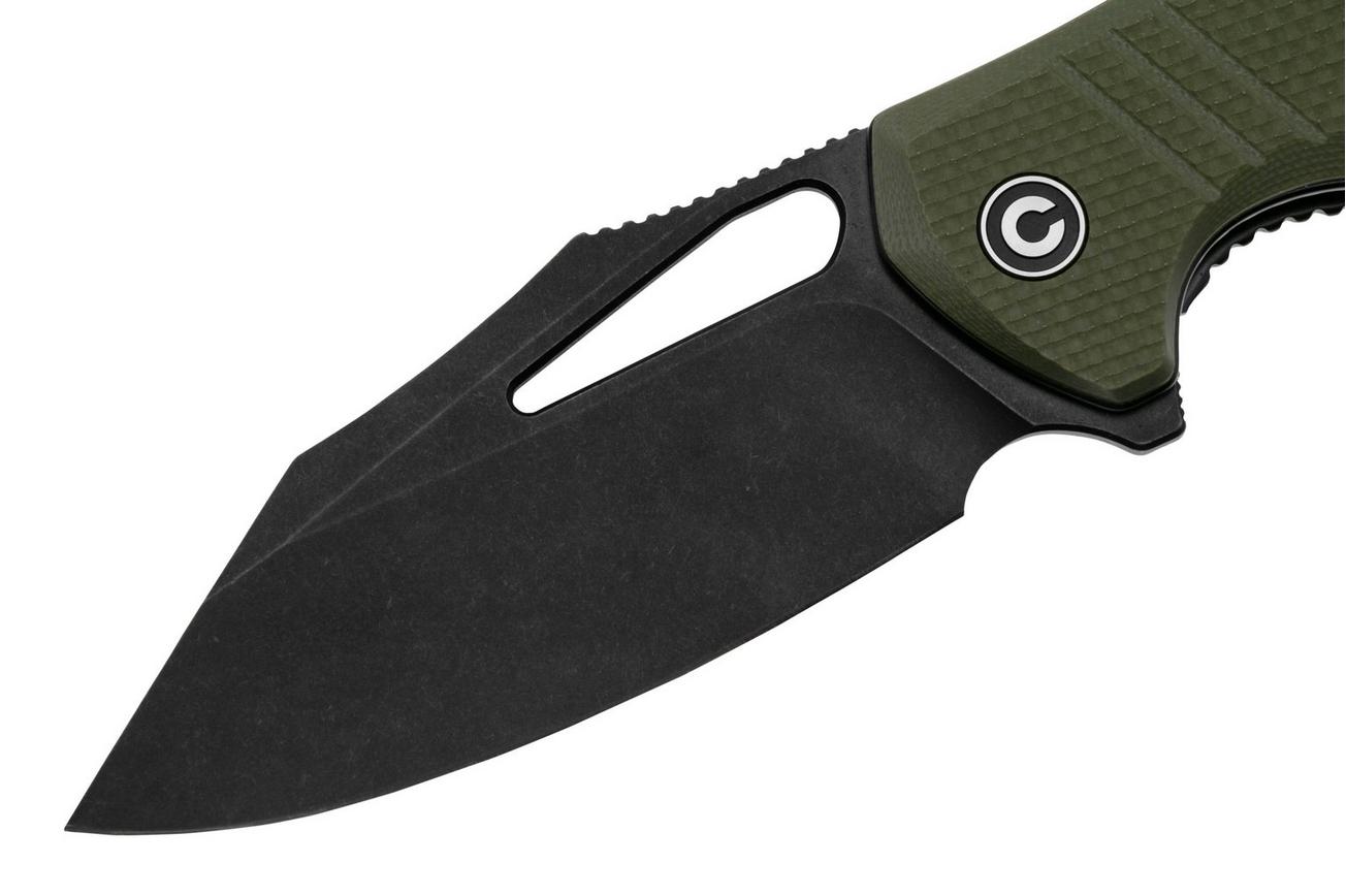 Civivi BullTusk C23017-2 Blackwashed Sandvik 14C28N, OD Green Coarse G10, zakmes