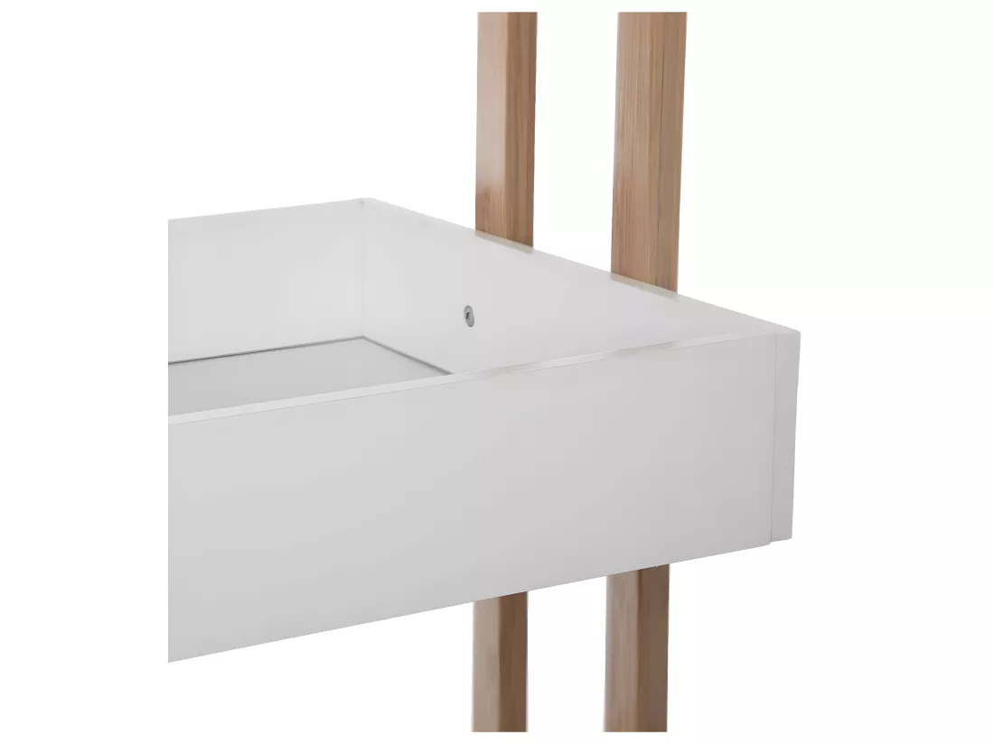 Desserte roulante 4 niveaux en Bambou et Bois Blanc H 87 cm