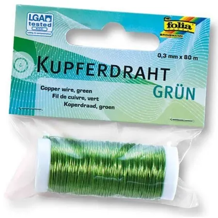Folia Kupferdraht grün, 0,3 mm x 80 m