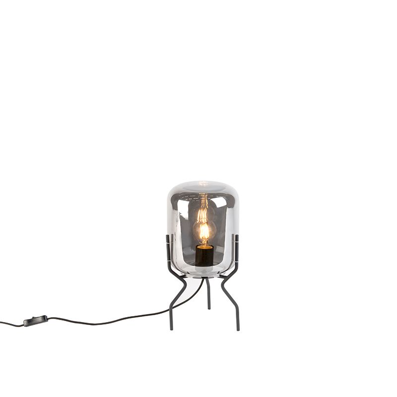 Smart design tafellamp zwart met smoke glas incl. wifi A60 - Bliss