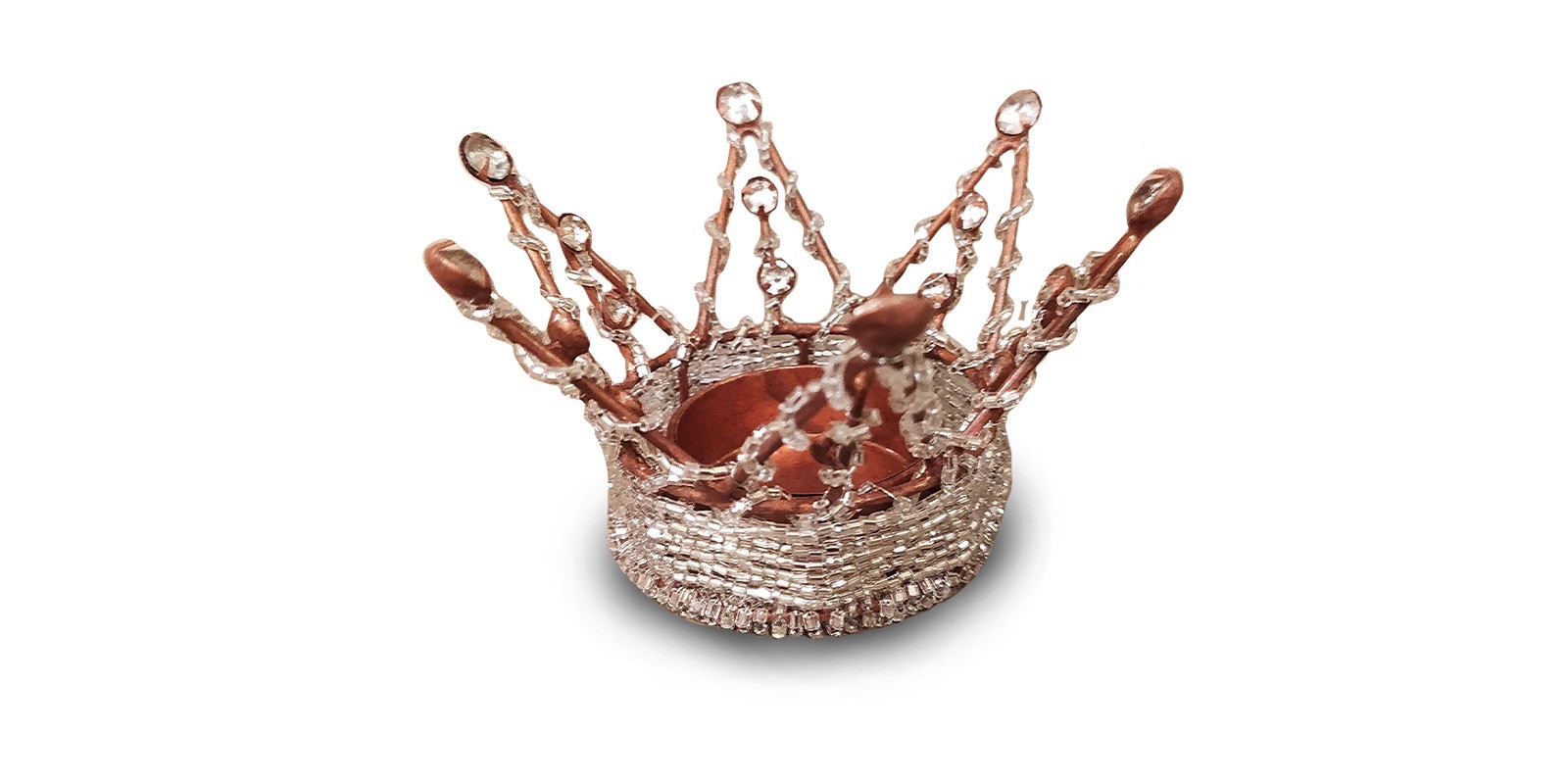 Teelichthalter 'Krone', kupfer, transparent, Ø 11 cm, H 6 cm von fischer's lagerhaus