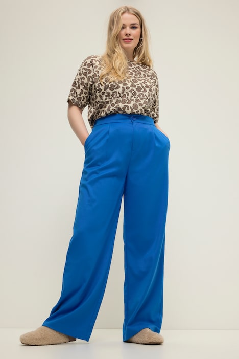 Hose, Wide Legs, HighWaist, teilelastischer Bund