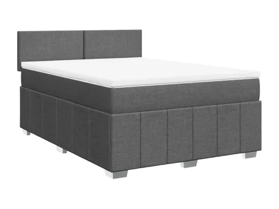 Sommier à lattes de lit avec matelas Gris foncé 140x190cm Tissu