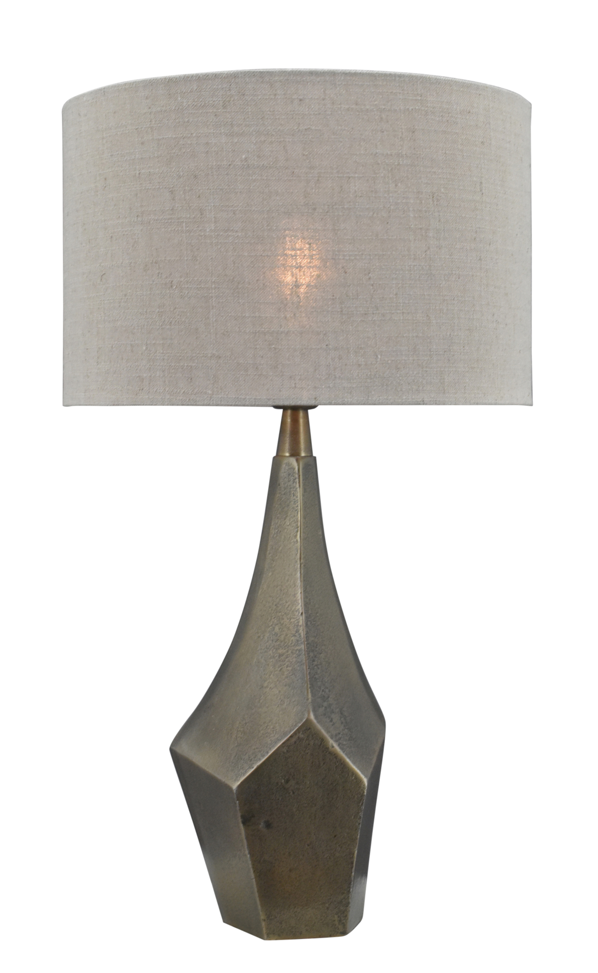 Tafellamp Faro bronze + kap 35x35x22cm Oslo linnen naturel
