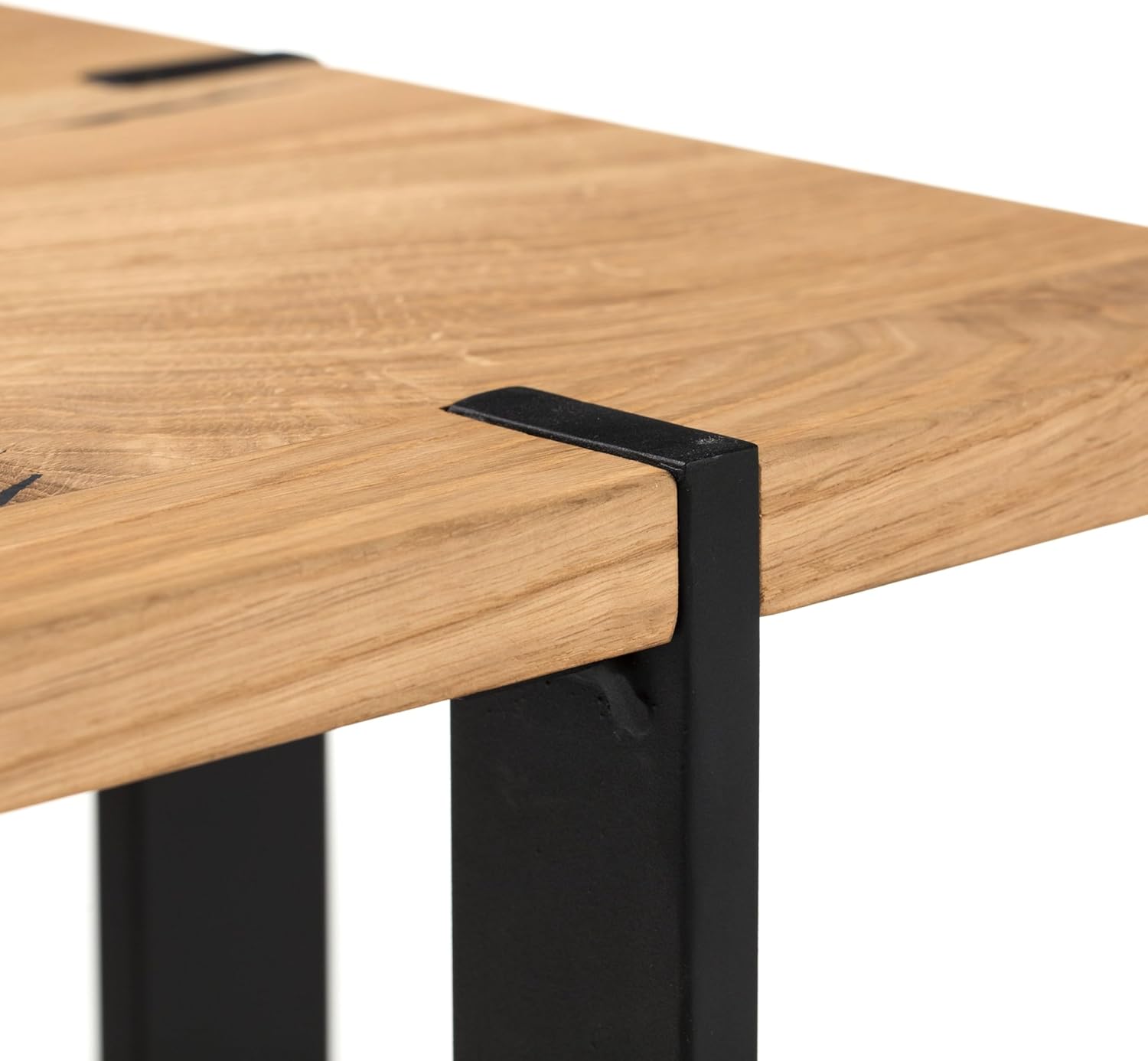 TIAGO MINI Couchtisch Massivholz Eiche - Moderner Sofatisch mit robustem Metallgestell für Ihr Wohnzimmer - 45 x 50 x 45 cm (B/H/T)