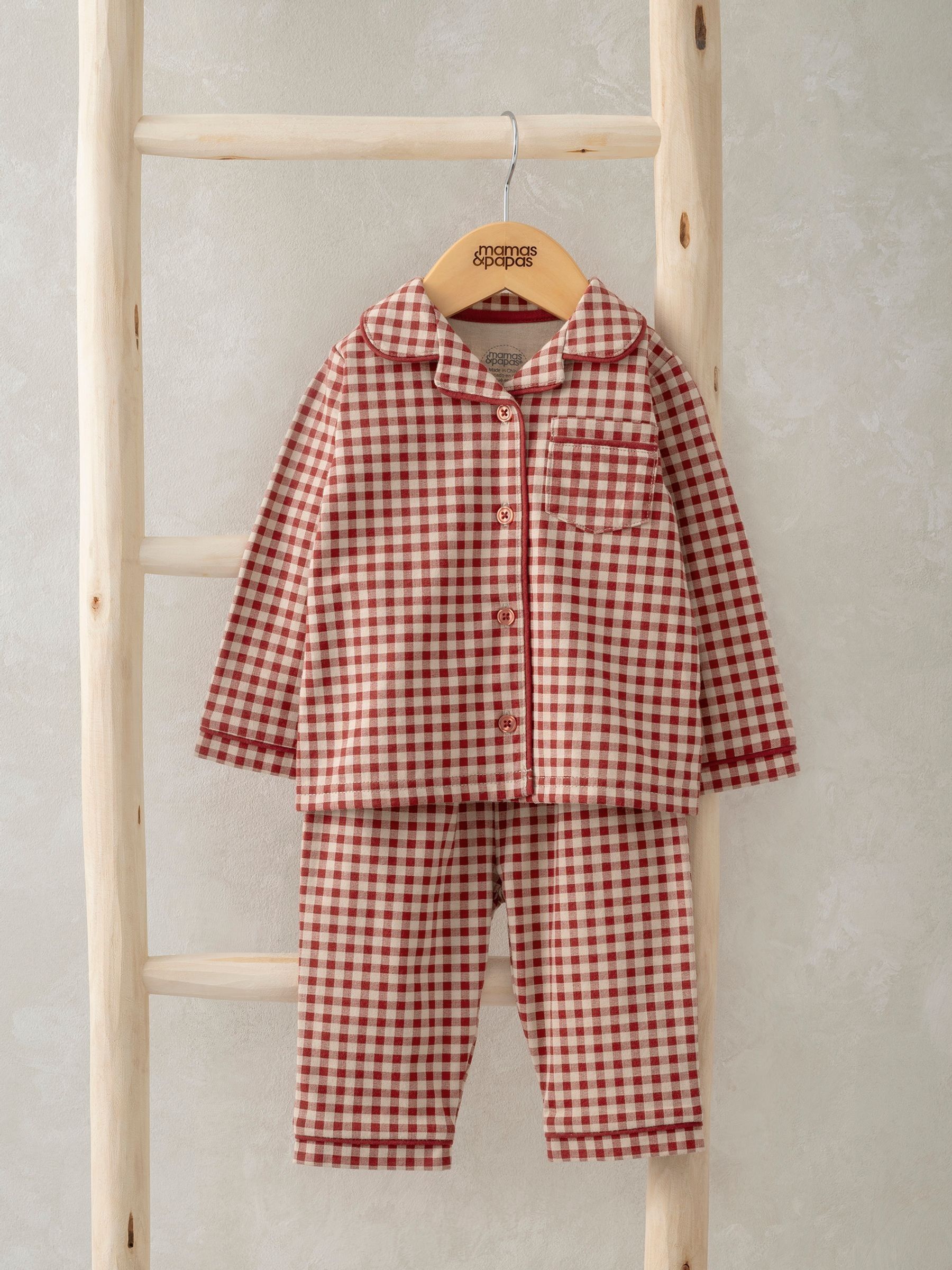 Mamas & Papas Jersey Check Christmas Red Pyjamas