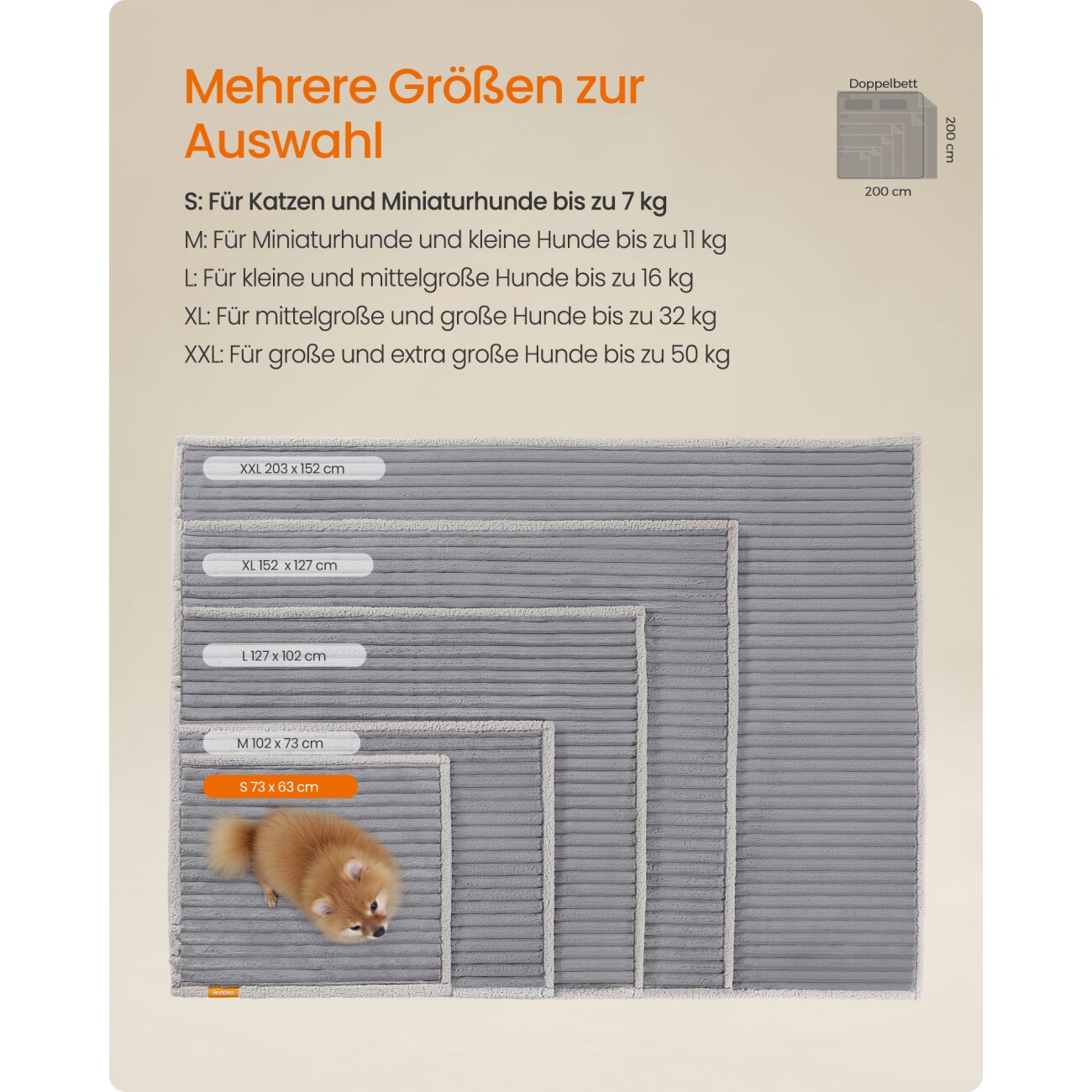 FEANDREA Hundedecke, wasserdichte Decke, beidseitig verwendbar, waschbar S
