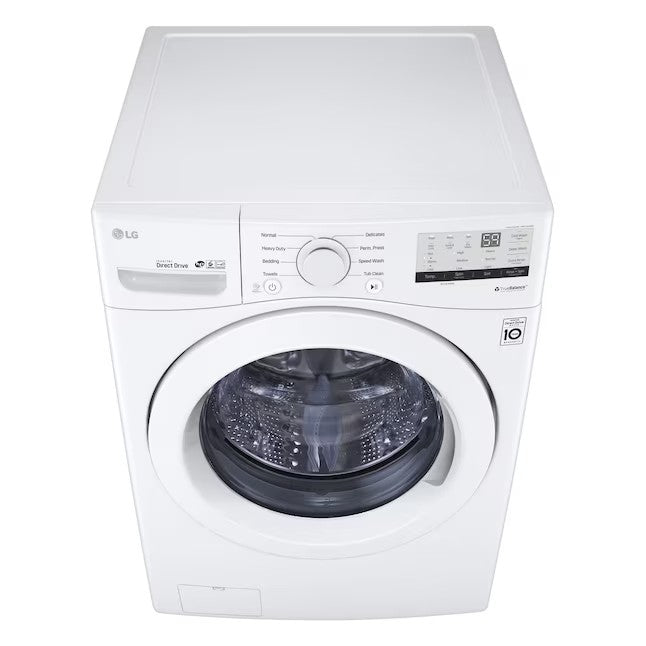 Lavadora de carregamento frontal empilhável de alta eficiência LG de 4,5 pés cúbicos (branca) ENERGY STAR