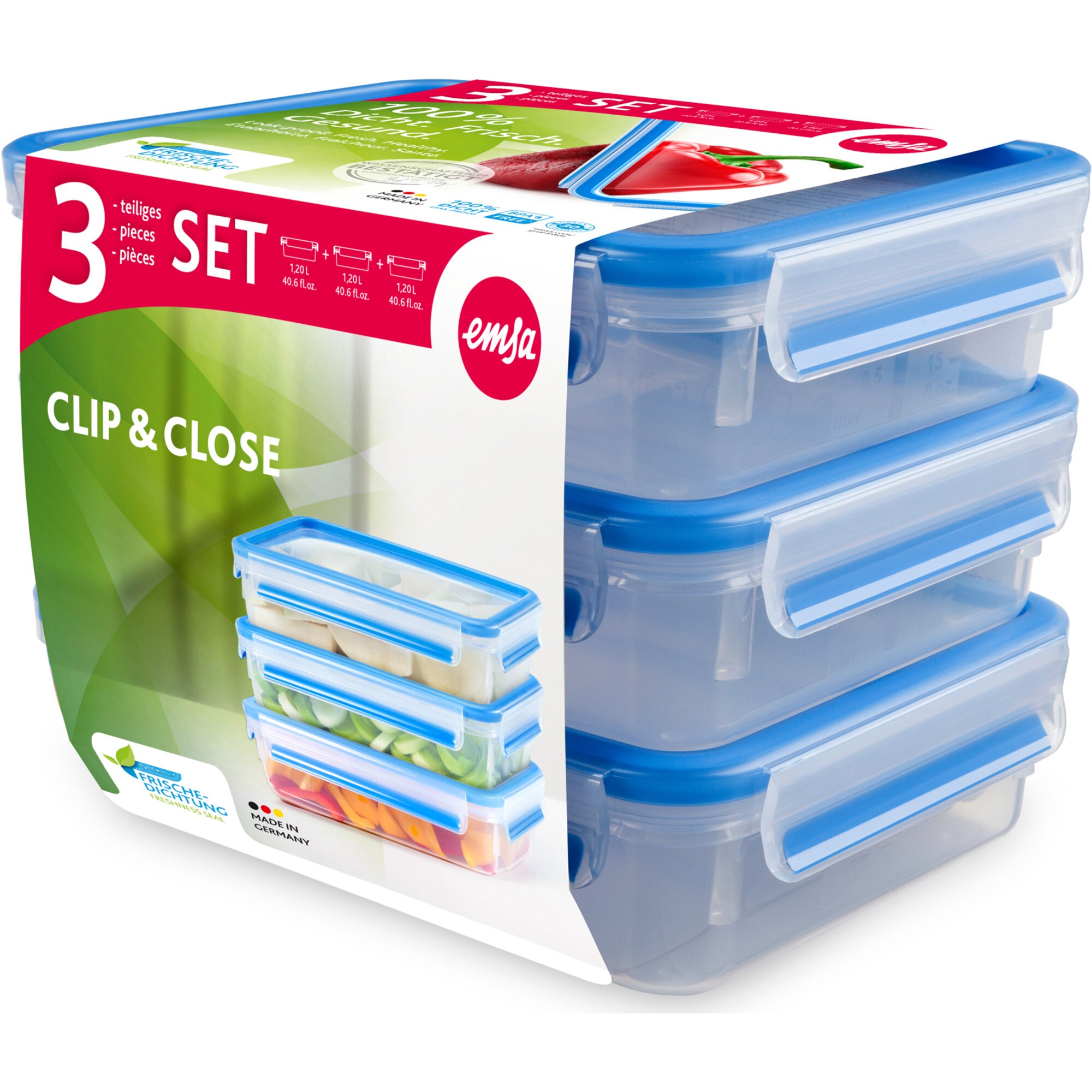 Emsa Dose CLIP & CLOSE Frischhaltedosen 1,2 Liter