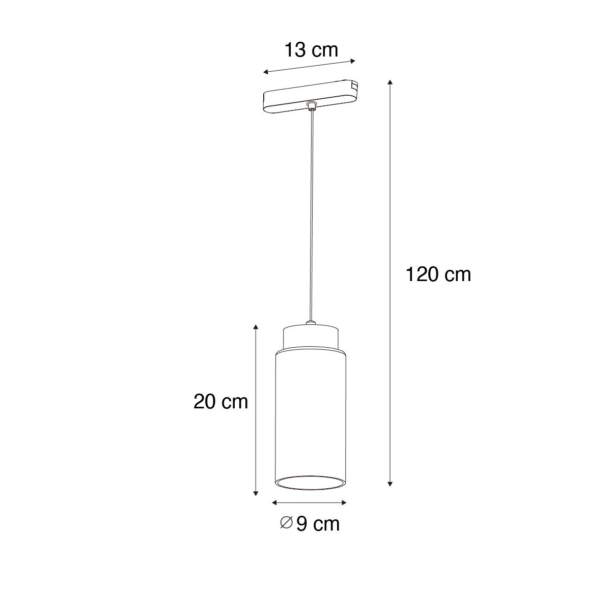 Moderne hanglamp zwart voor railsysteem 1-fase incl. LED - Magnetic Vance