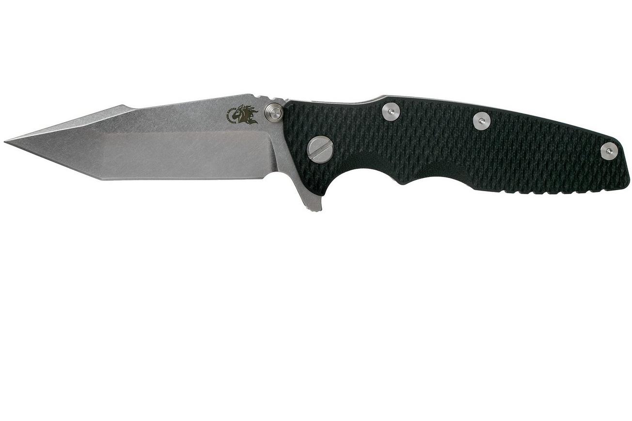 Rick Hinderer Eklipse 3.5” Harpoon Tanto, CPM 20CV, Stonewashed, Black G10 zakmes