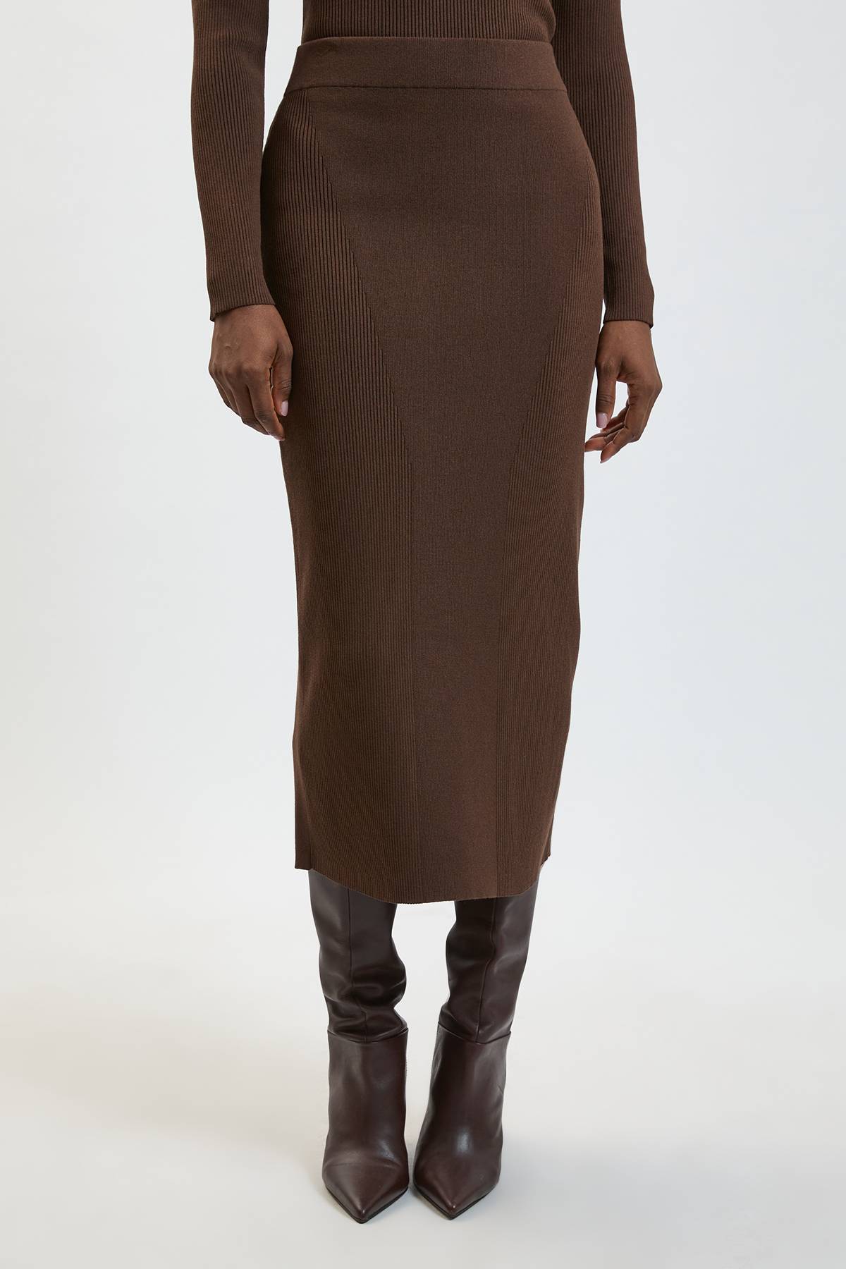 KarenMillen Jupe Midi Côtelée En Maille