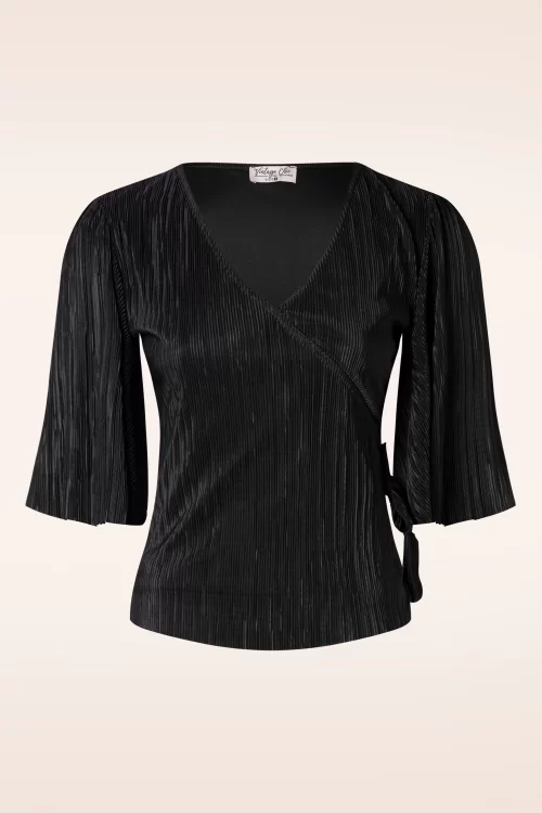 Vintage Chic for Topvintage Belle Pleated top in zwart