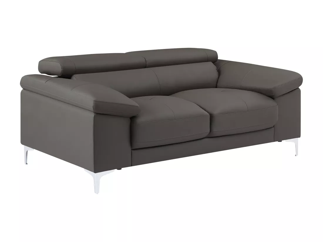 Canapé 2 places en cuir gris anthracite SOLANGE