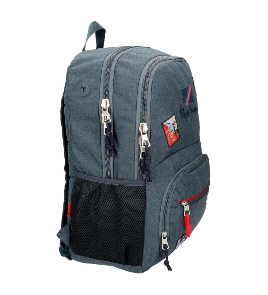 Mochila adaptável Pepe Jeans Kay, 46 cm, dois compartimentos, azul escuro