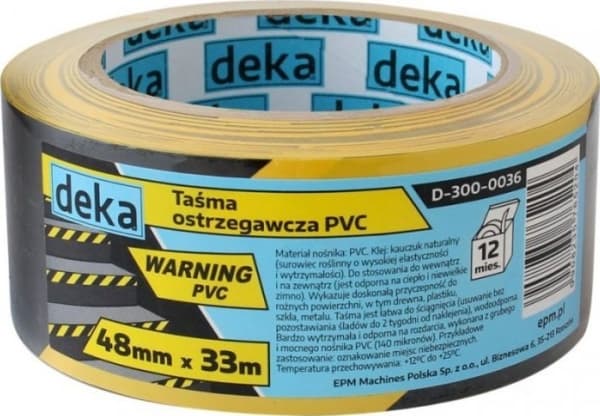 Deka VARSELTAPE GUL-SORT 48MM*33M