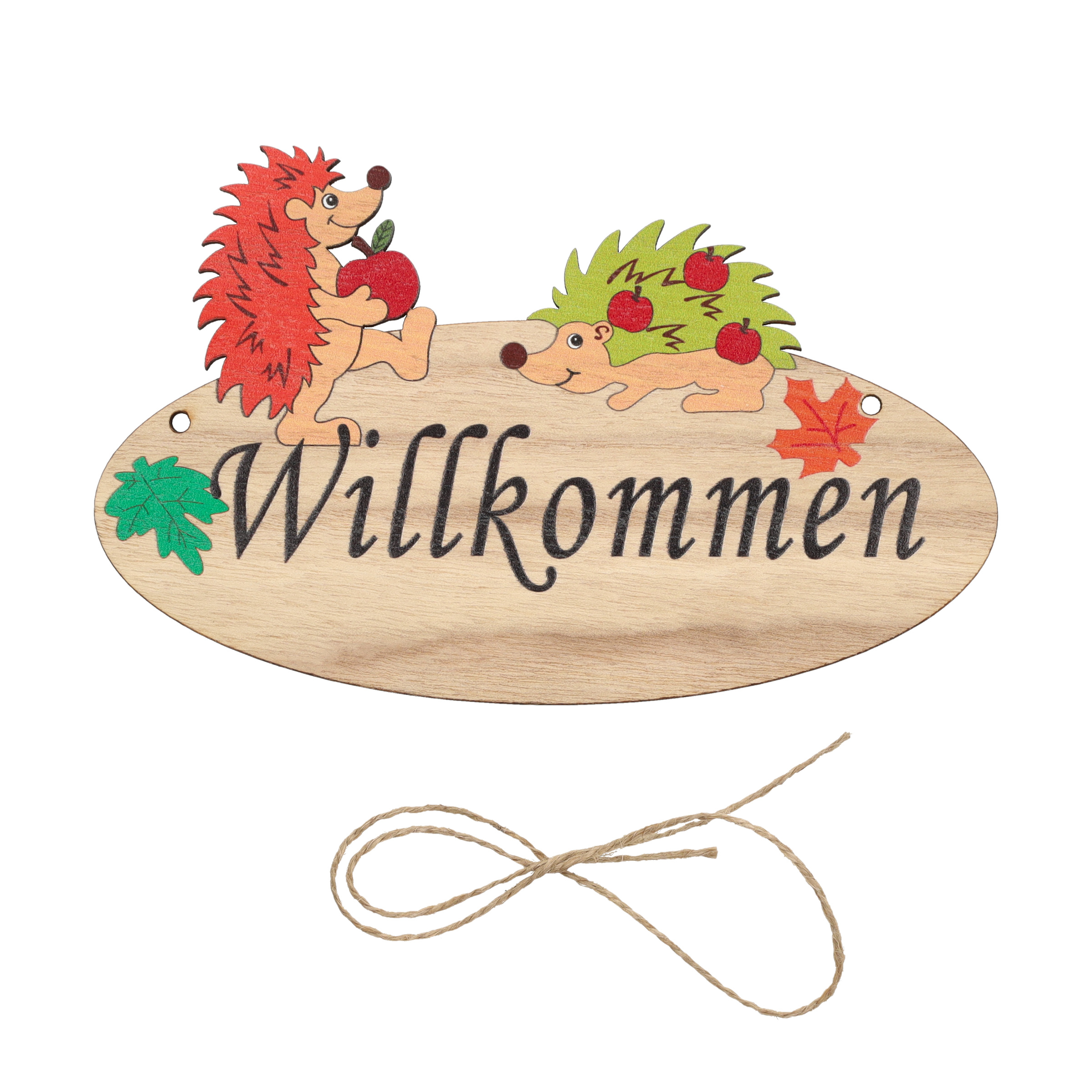 (18x11cm) Holz Herbst Schild Home Deko Türschild zum Aufhängen - Willkommen