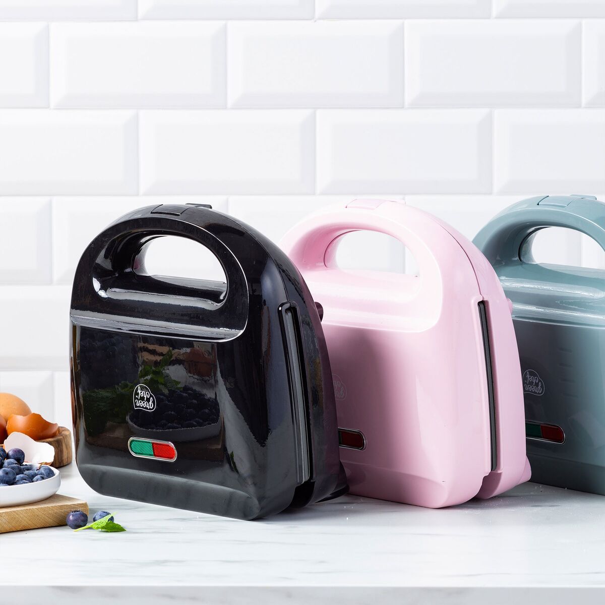 3-in-1 toastgrill/vaffeljern, smokey blue