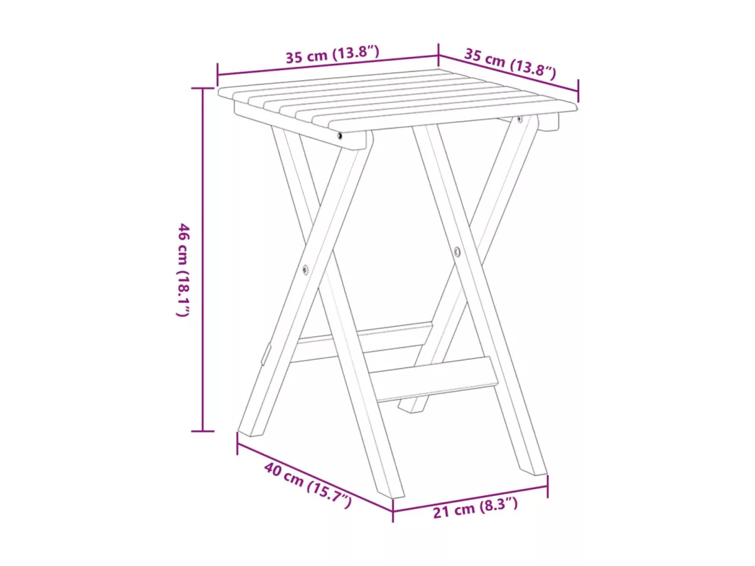 Chaises à bascule lot de 2 table pliable gris massif peuplier