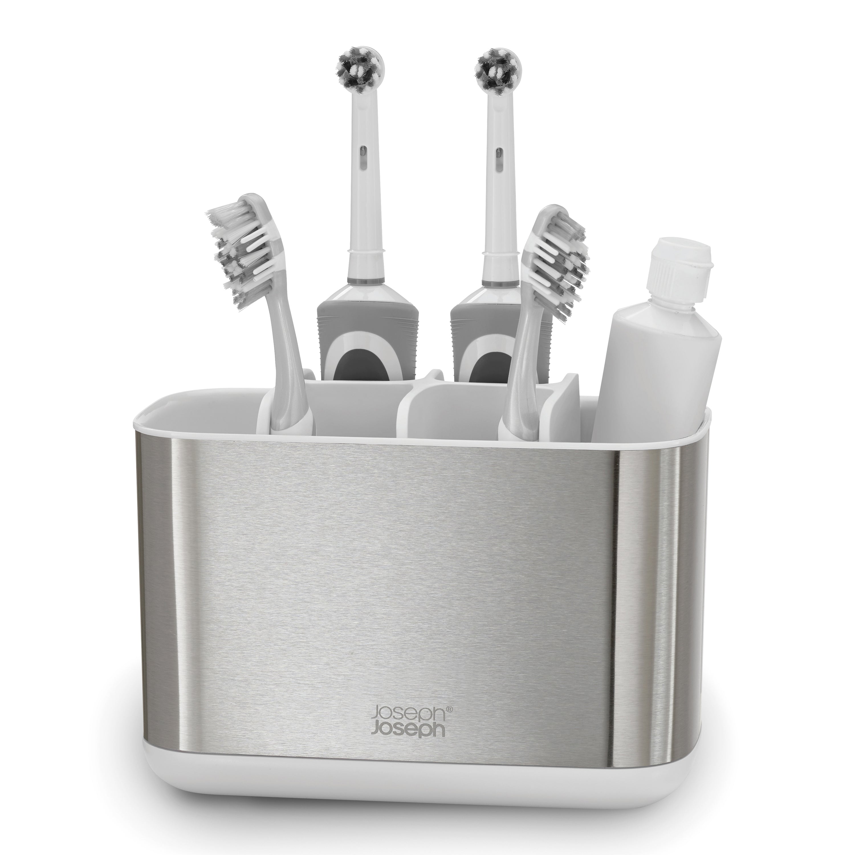 Joseph Joseph Easy-Store Tandenborstelhouder Groot Staal - Zilver / Wit