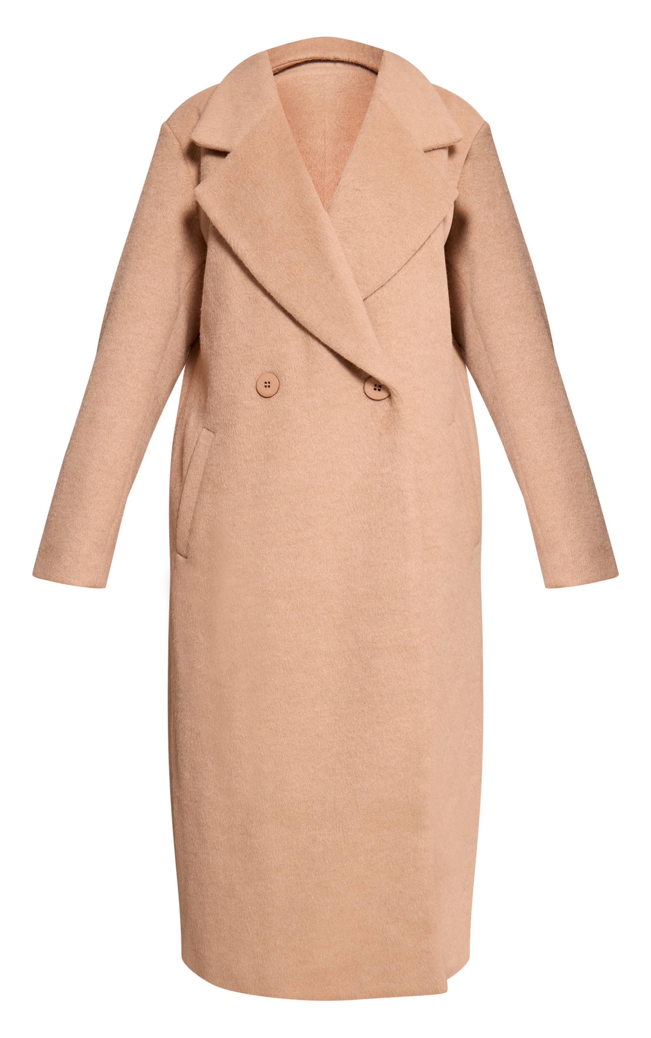 Gris Pierre Manteau Long En Laine Brossée Petite
