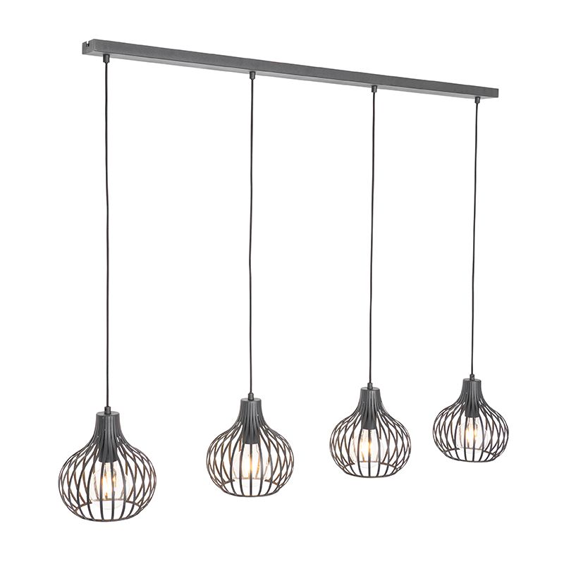 Moderne hanglamp zwart 4-lichts - Saffira