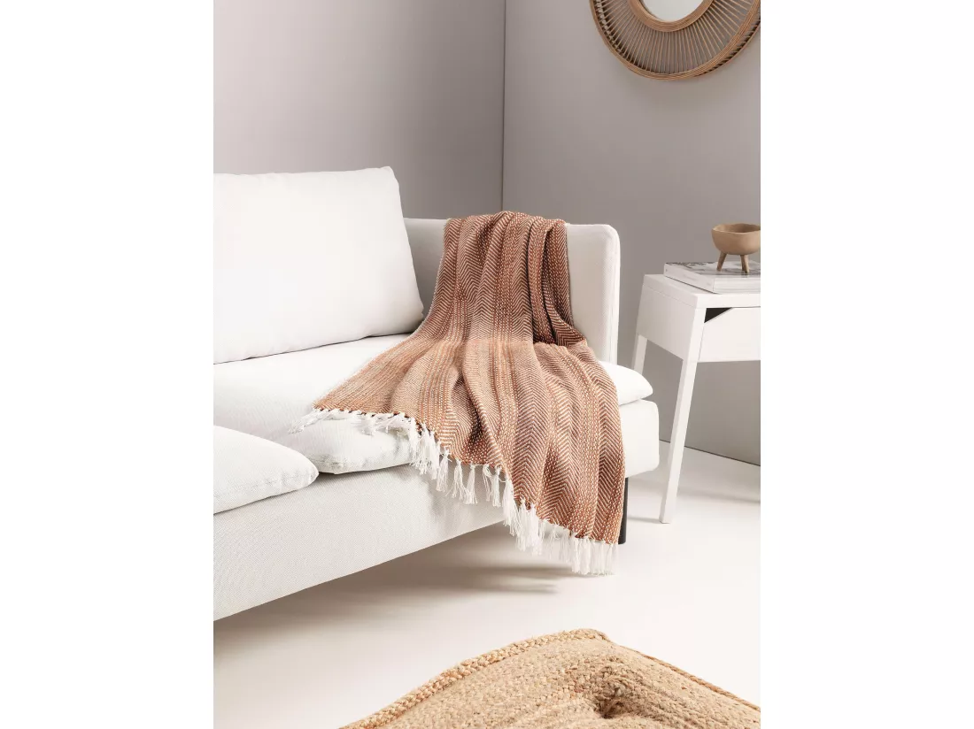 Plaid en coton Alisea Marron 125x150 cm