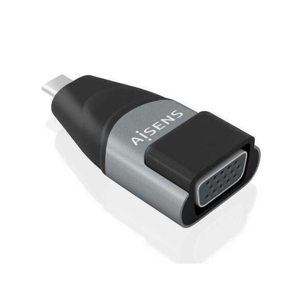 Aisens A109-0863 Adaptador Conversor Alumínio USB-C Macho para VGA HDB15 Fêmea Cinza