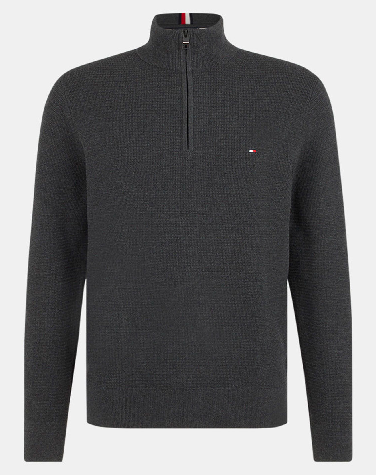 Tommy Hilfiger Pull 100% Coton Bio Structure gris foncé