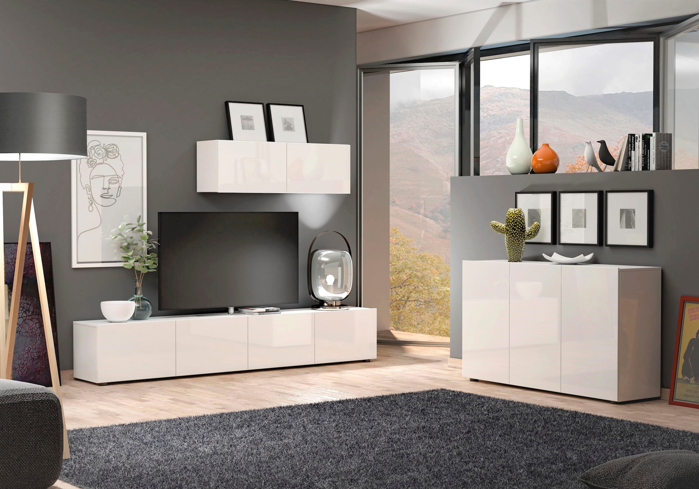 INOSIGN Sideboard »MISTER, Sideboard,Kommode, Anrichte, Kredenz, mit 4 geräumigen Fächern« Kommode, komplett Hochglanz lackiert, Breite 135cm