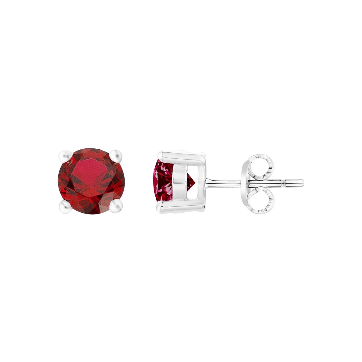 Boucles d'oreilles puces en Argent avec spinelle rouge rubis