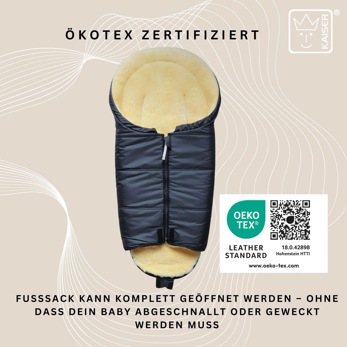KaiserKaiser   NAADJA Lammfell Babyschalen Fusssack anthracite