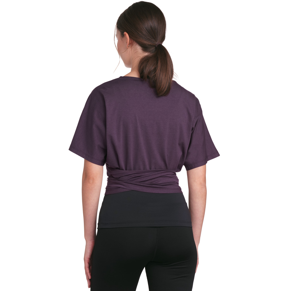 Gina Sports Damen Yoga-Wickelshirt mit Modal dunkellila